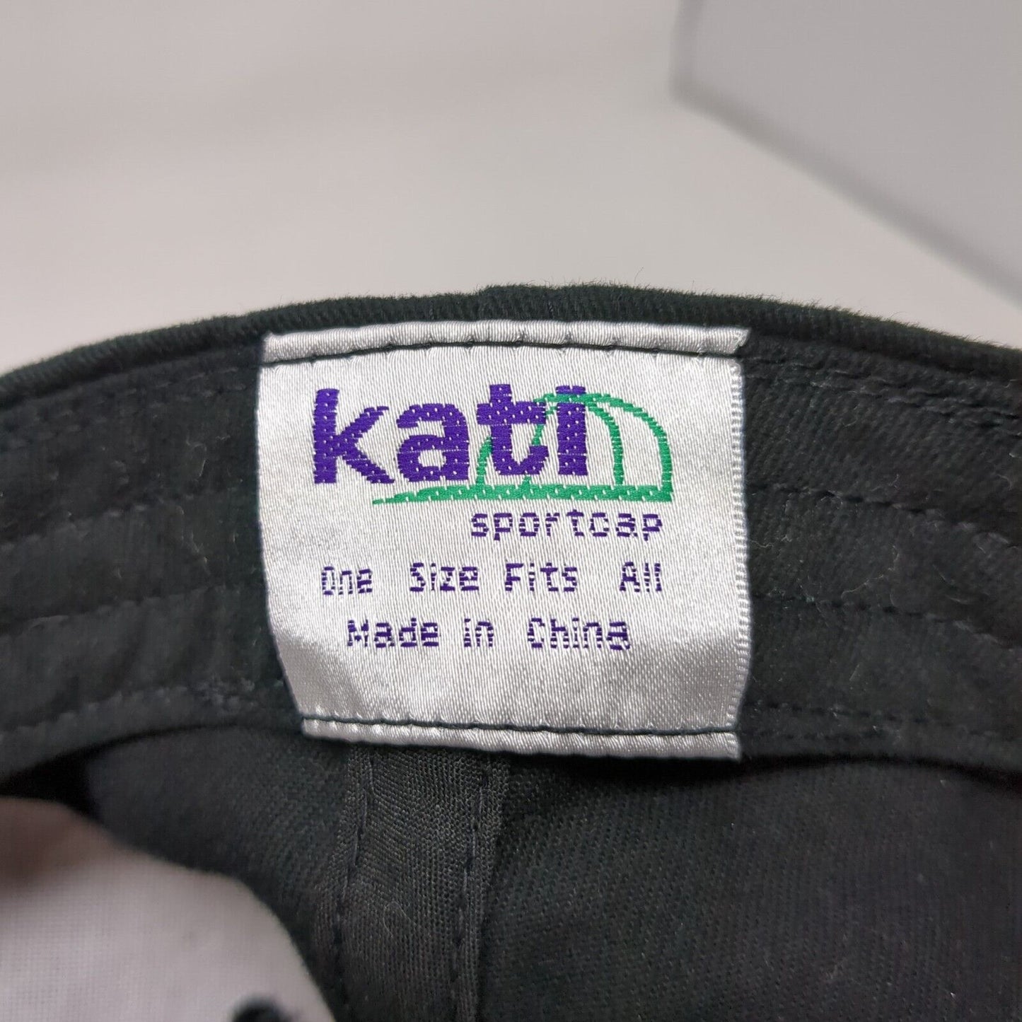 Girton Slideback Hat Black OSFA Adjustable Flex Strap Embroidered Kati