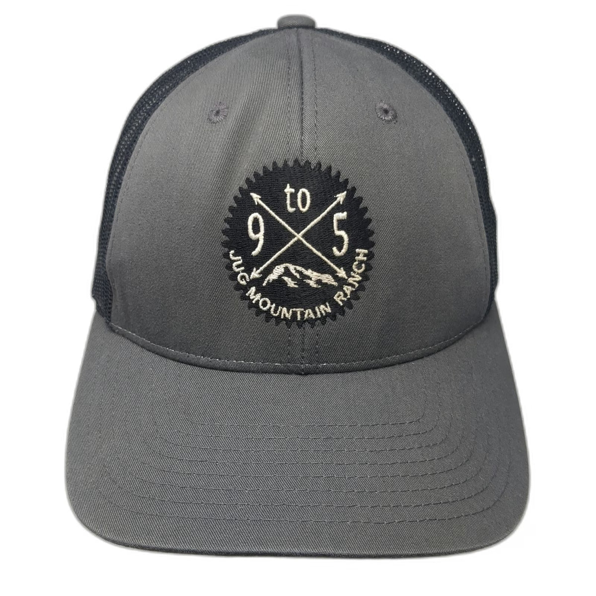 Richardson Trucker Hat Gray L Jug Mountain Ranch 9 to 5 Patch Mesh Back Snapback