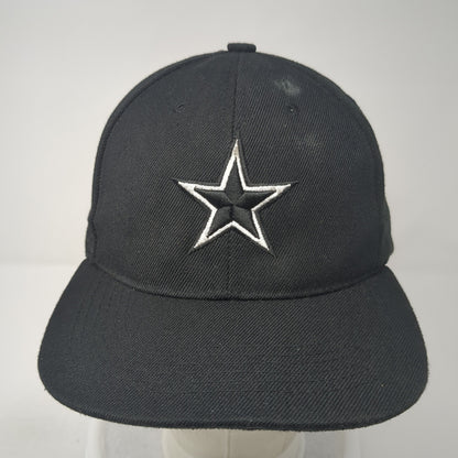 Star Snapback Hat Black One Size Adjustable Embroidered Logo 6 Panel