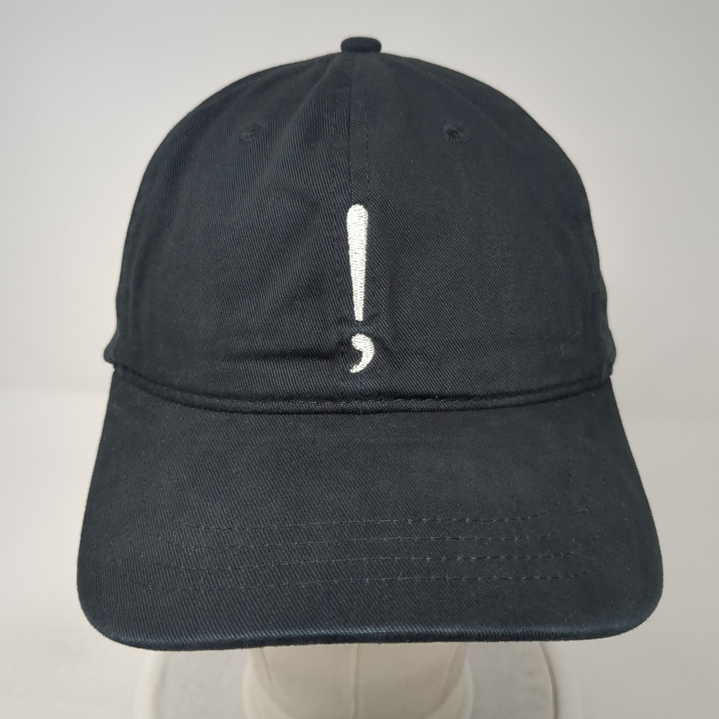 Exclamation Slideback Baseball Cap Black One Size Adjustable 6 Panel Queensboro