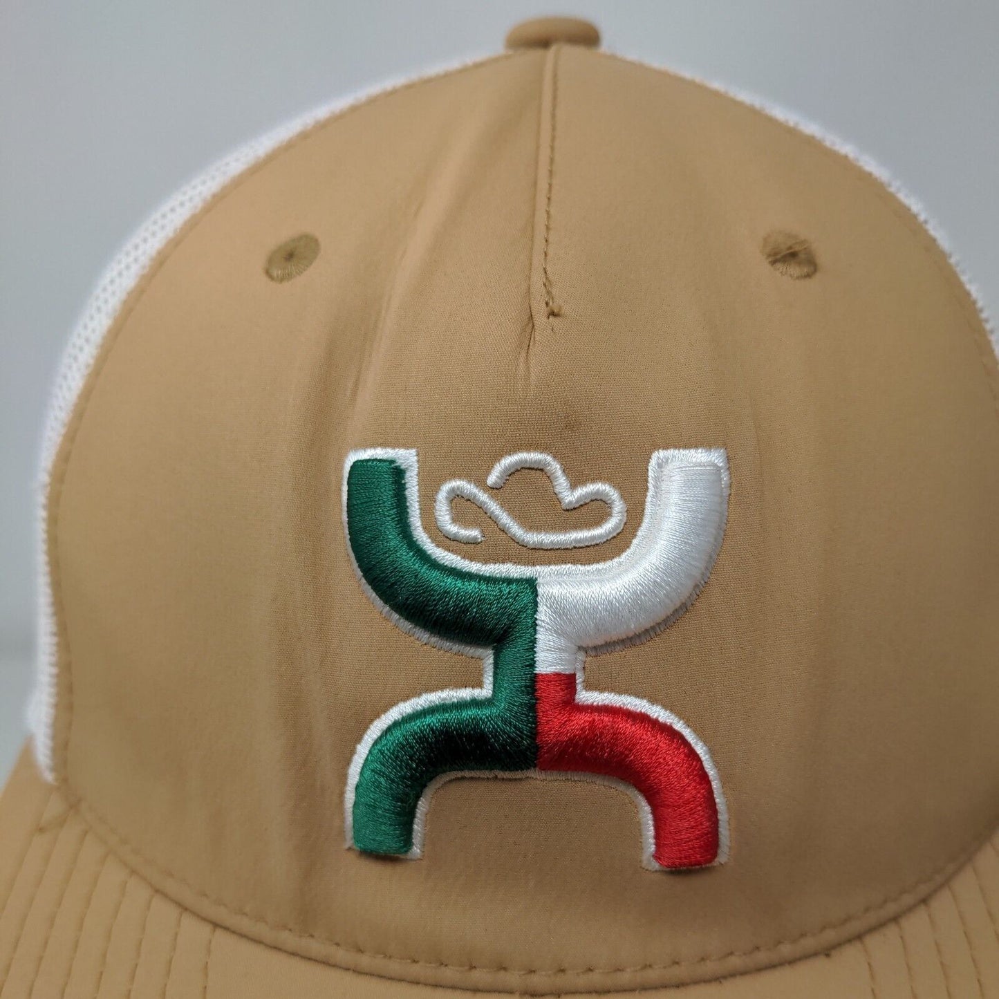 Get Your Hooey Snapback Mesh Back Trucker Hat Tan One Size Embroidered