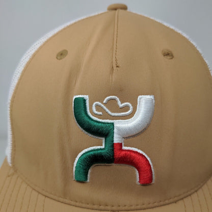 Get Your Hooey Snapback Mesh Back Trucker Hat Tan One Size Embroidered