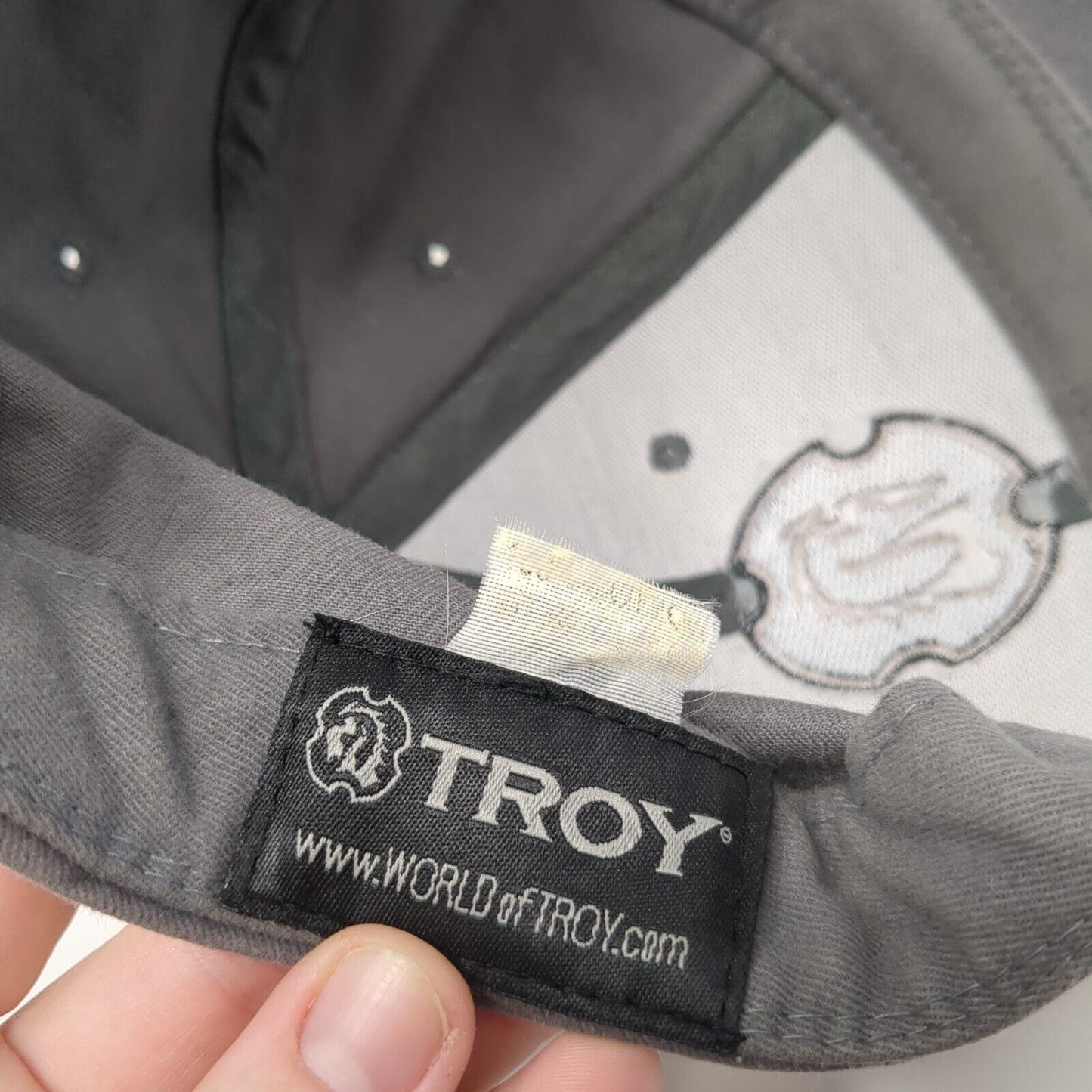 Troy Strapback Baseball Cap Gray One Size Adjustable Embroidered Vented Holes