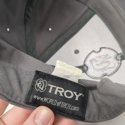Troy Strapback Baseball Cap Gray One Size Adjustable Embroidered Vented Holes