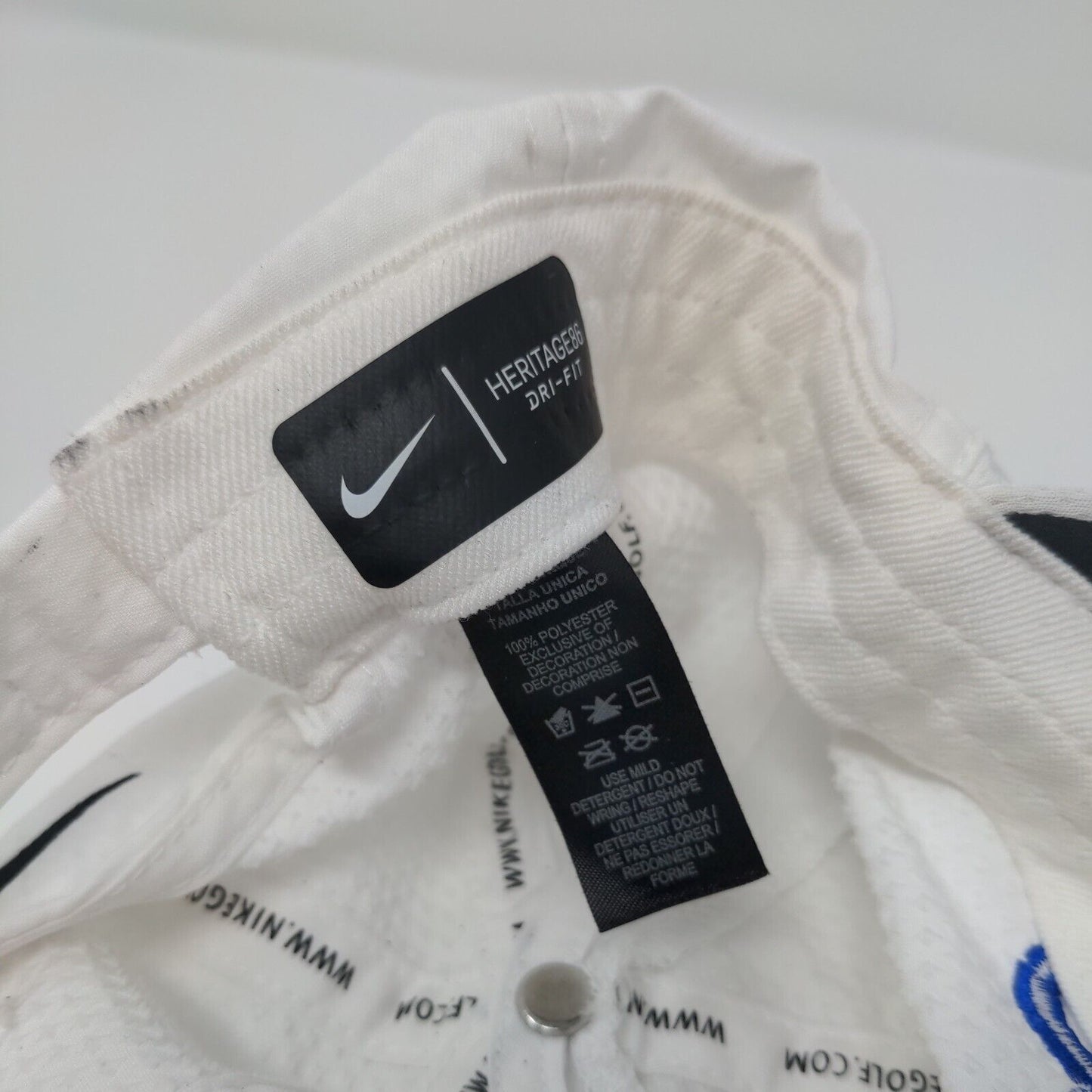 STL Strapback Hat White OSFM Embroidered Nike Heritage 86 Dri-Fit