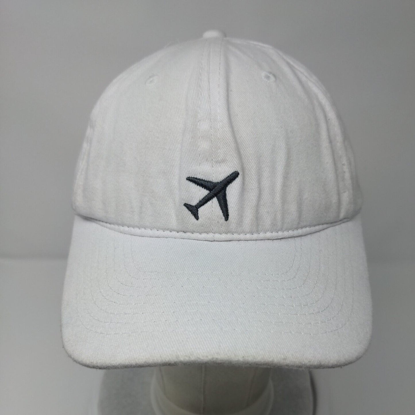 Airplane Travel More Slideback Hat White OSFM Adjustable Embroidered