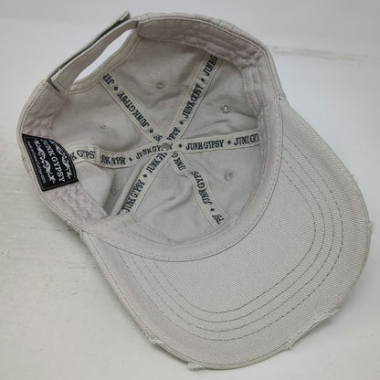 Junk Gypsy Baseball Cap Gray One Size Distressed Crown Patch Strapback Hat Logo