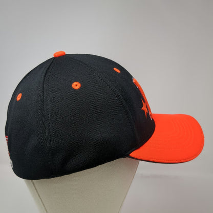 Marlboro Baseball Cap Black Orange S/M American Flag Performance Mesh Fitted Hat