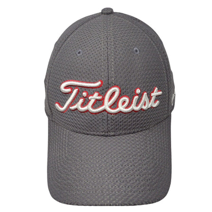 Titleist Pro V1 FJ Fitted Golf Hat Gray M/L Embroidered Vented Holes 6 Panel