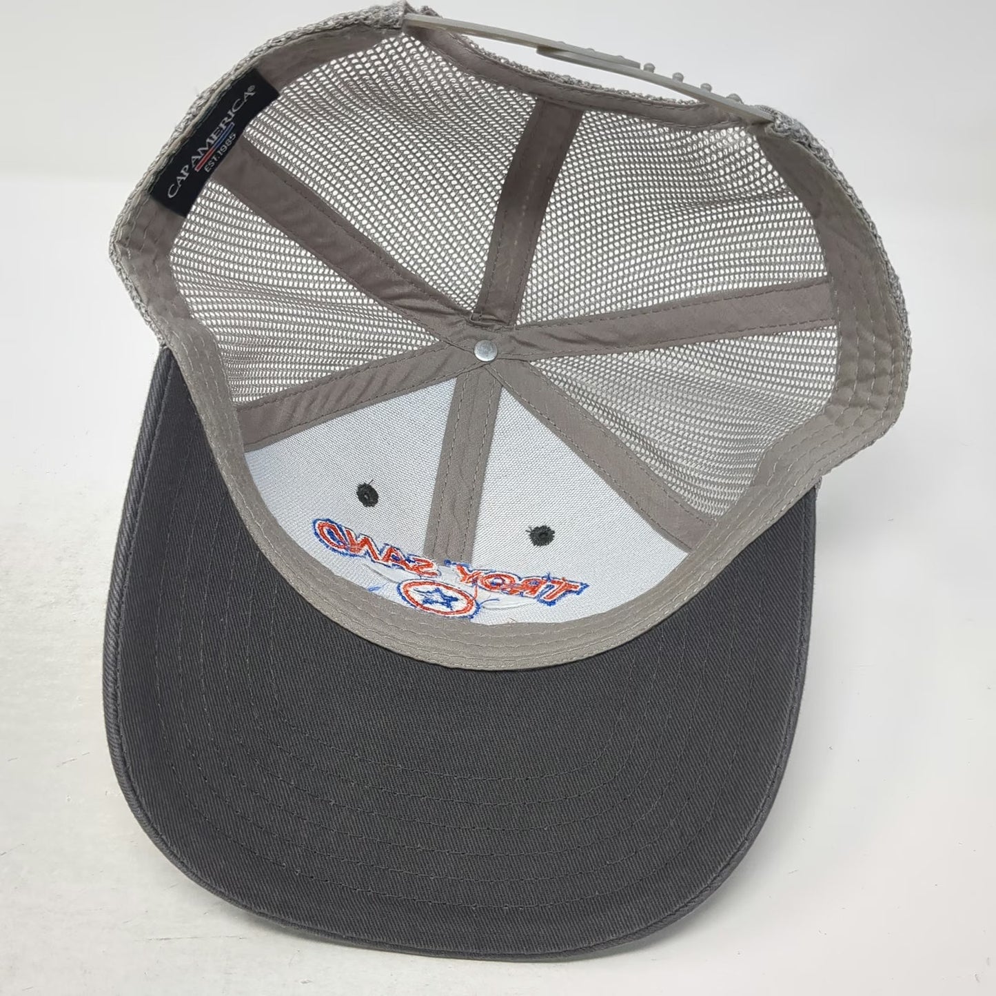 Cap America Trucker Hat Gray One Size Snapback Troy Sand & Gravel Logo Mesh