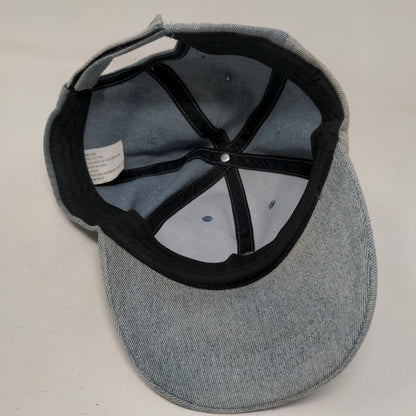 Rainbow Strapback Hat Blue One Size Embroidered Denim Vent Holes