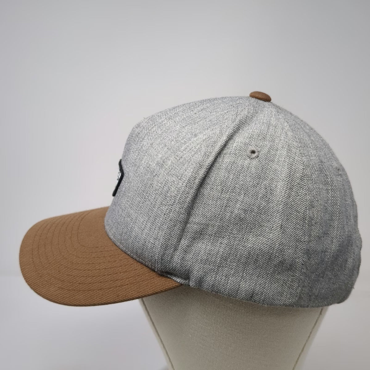 Vans 5 Panel Gray Brown One Size Patch Logo Snapback Hat Canvas Two Tone Adjust