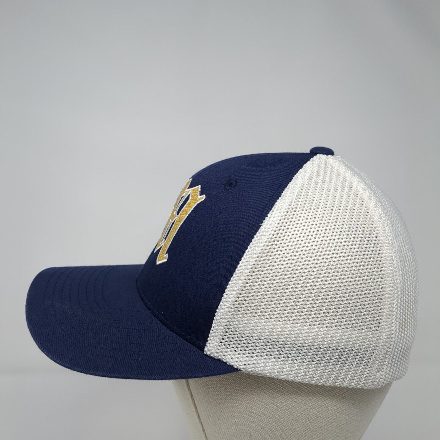 Port Authority Fitted Trucker Hat Blue S/M Flexfit Embroidered Mesh Back