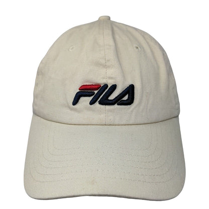 FILA Slideback Hat Tan One Size Adjustable Embroidered Logo Vented Holes