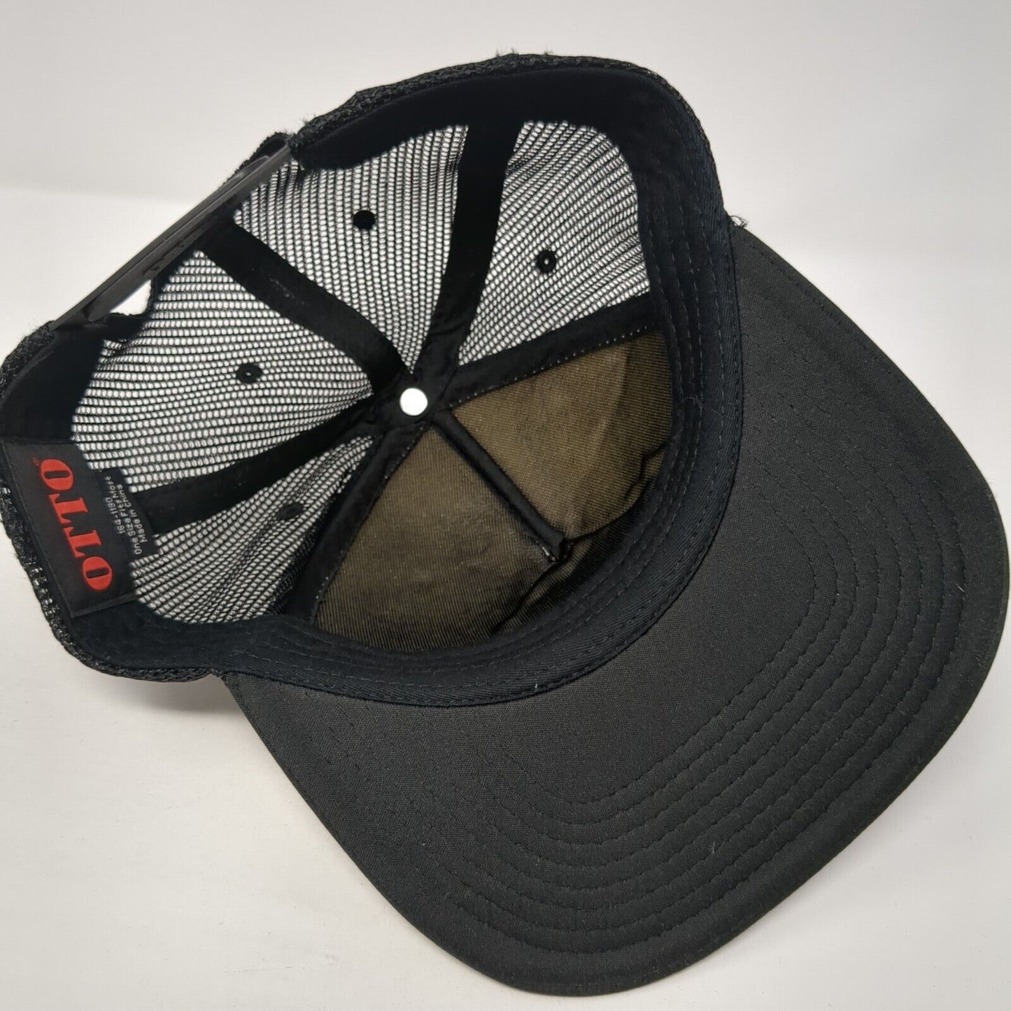 Yardarm Snapback Trucker Hat Black One Size Adjustable Embroidered Mesh Otto