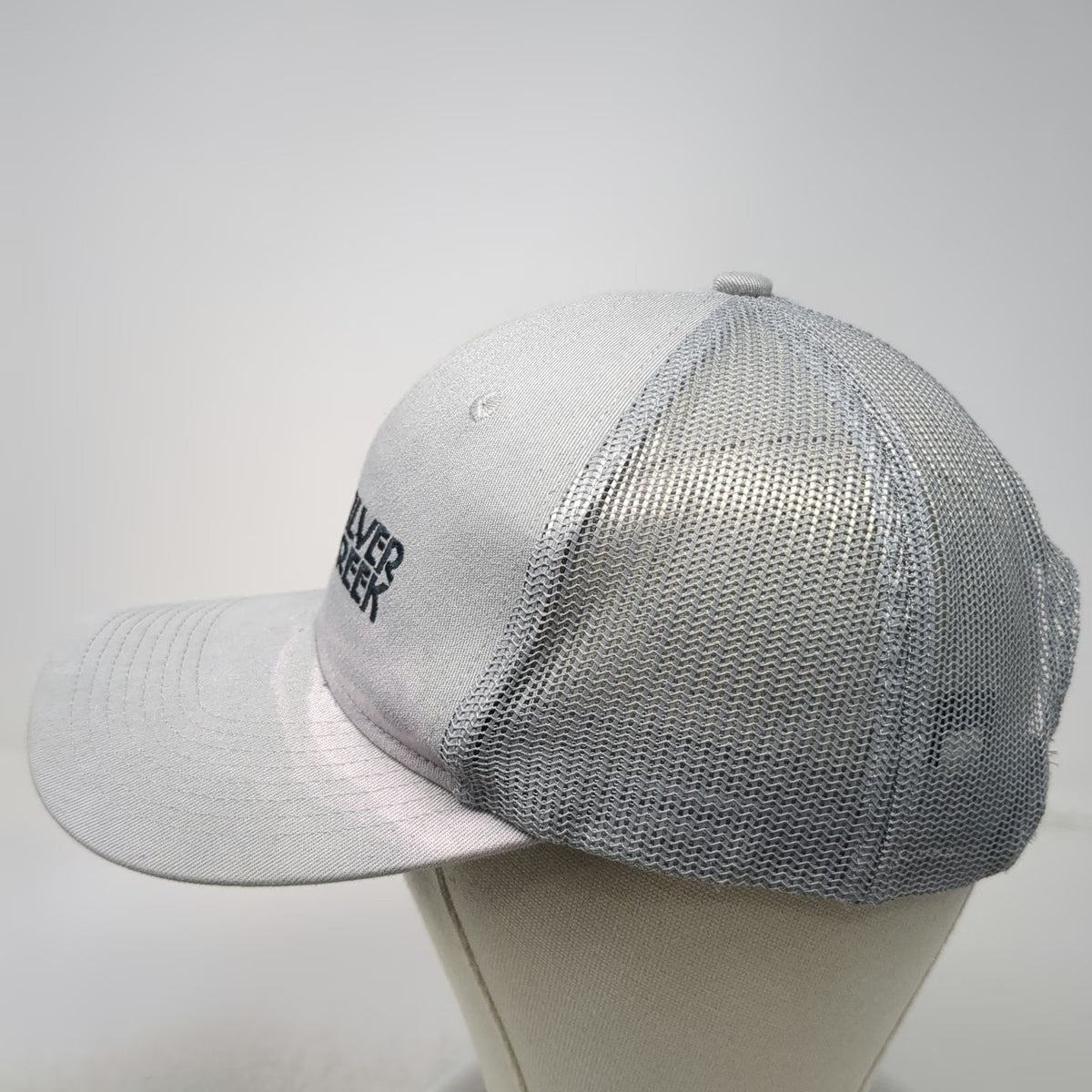 Port Authority Silver Creek Gray Trucker Hat One Size Mesh Snapback Logo Cotton