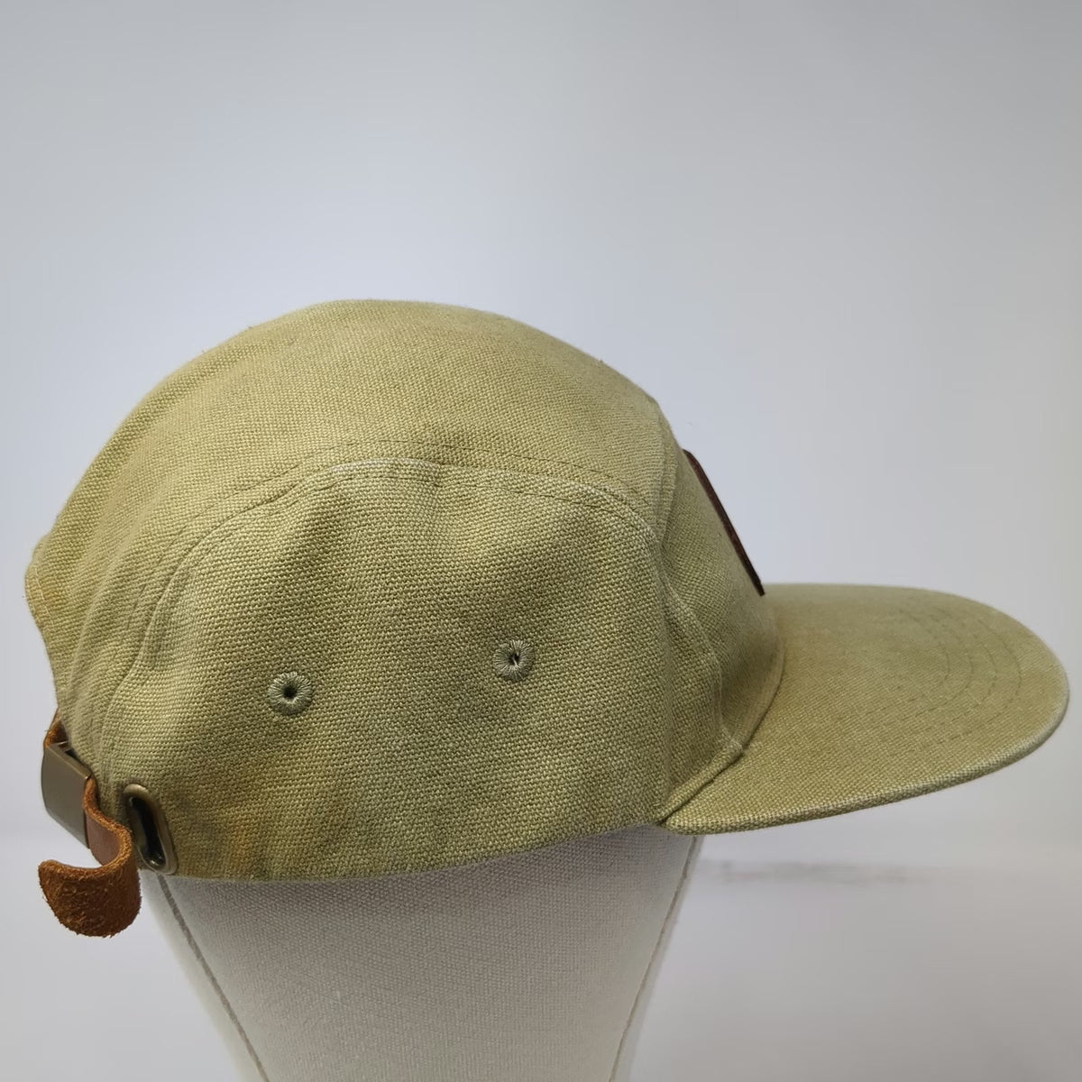 Discrete 5 Panel Beige Hat One Size Salt Lake City Farmers Market Leather Strap