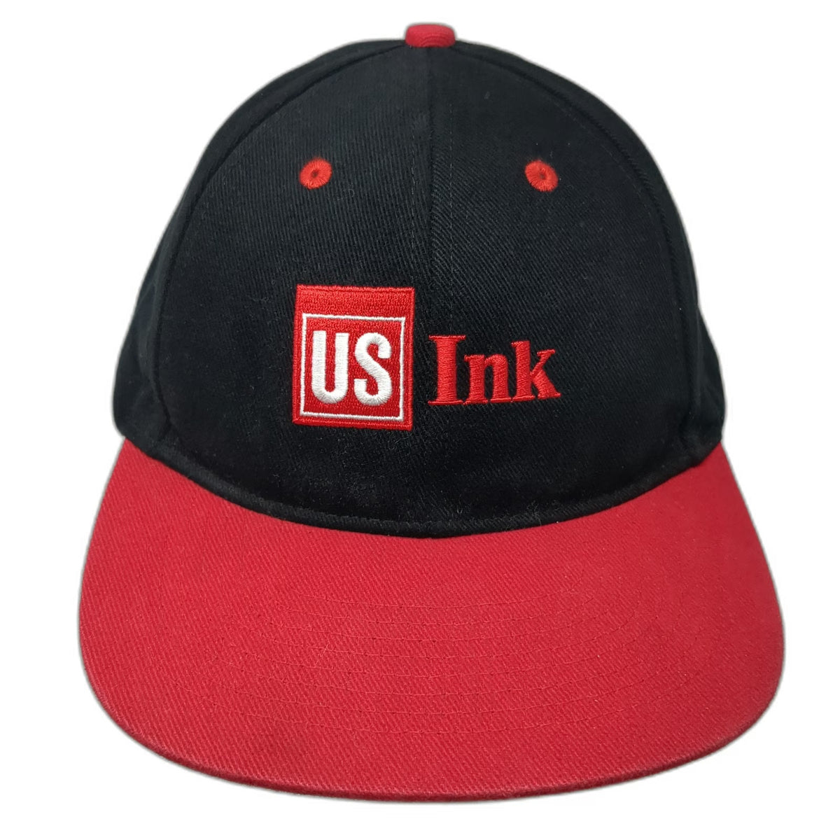 Baseball Cap Black Red One Size US Ink Logo Embroidered Slideback Hat Two Tone