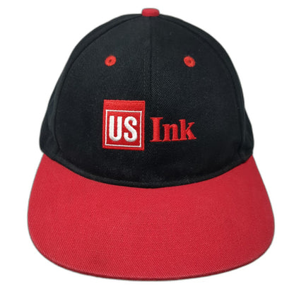 Baseball Cap Black Red One Size US Ink Logo Embroidered Slideback Hat Two Tone