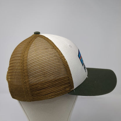 Patagonia Trucker Hat White Green Brown One Size Mesh Back Snapback Patch Logo