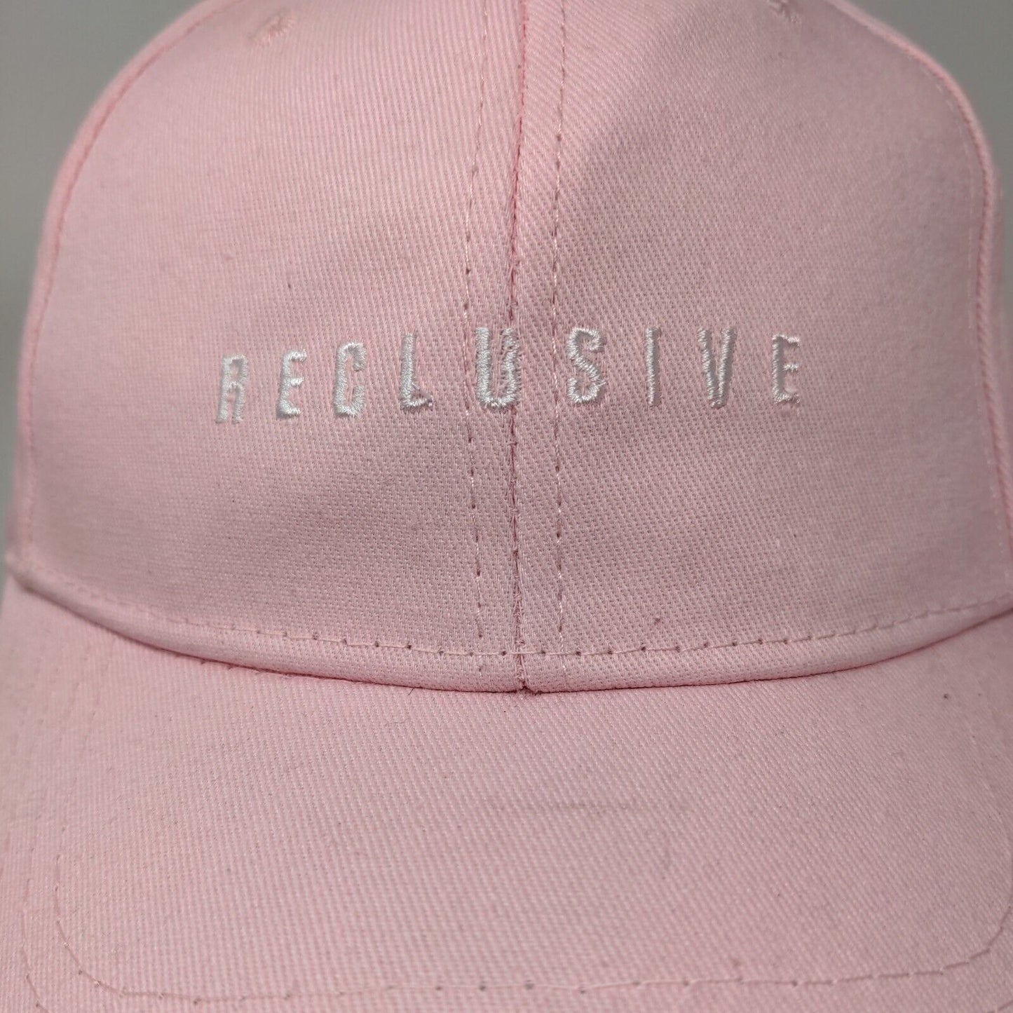Reclusive Slideback Hat Pink Size M Embroidered Spell Out 100% Cotton