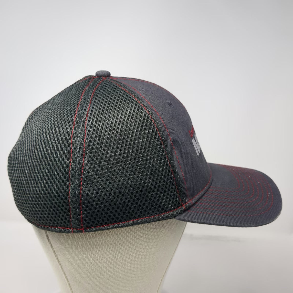 New Era Gray Baseball Cap M Lower Valley Machine Shop Mesh Stretch 39THIRTY Hat