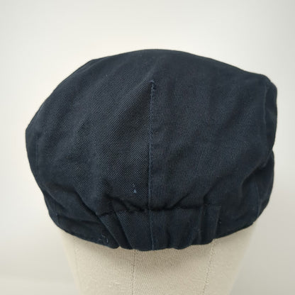 London Fog Newsboy Cap Blue XL 100% Cotton Elastic Back Twill Casual Solid Hat