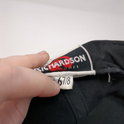 Richardson Pro Model Fitted Hat Black 6 7/8 Solid Blank Vent Holes