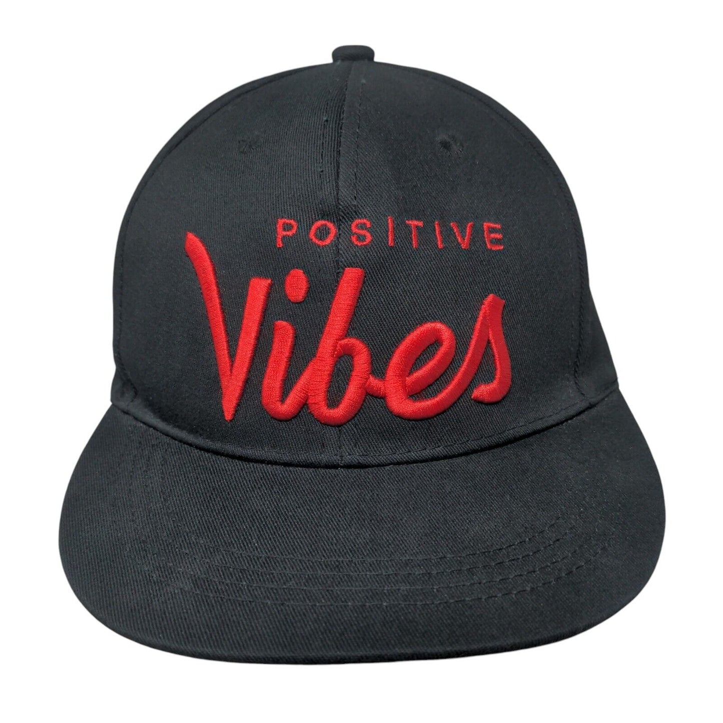 Positive Vibes Snapback Hat Black One Size Adjustable Embroidered