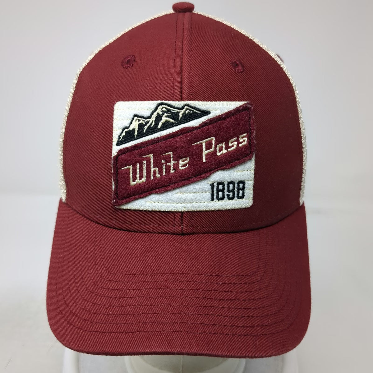 W.P.&Y.R. Baseball Cap Red One Size Skagway Alaska Mesh Patch 1898 Mountains Hat