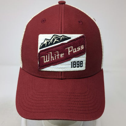 W.P.&Y.R. Baseball Cap Red One Size Skagway Alaska Mesh Patch 1898 Mountains Hat