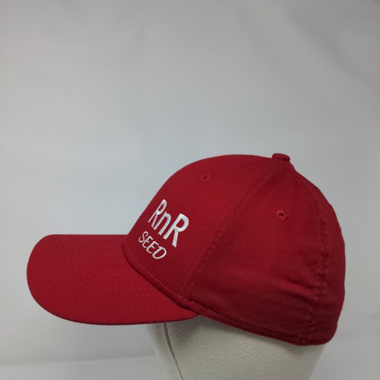 RNR Seed Fitted Hat Red M/L Embroidered Vented Holes 6 Panel 39Thirty New Era