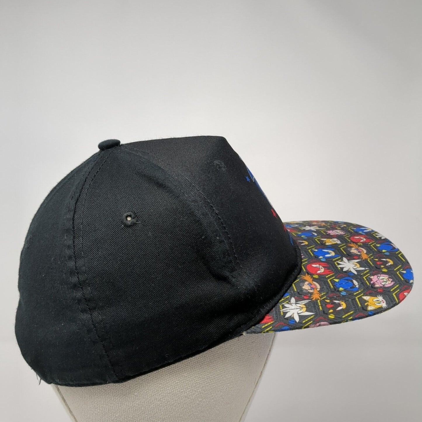 Sonic The Hedgehog Snapback Hat Black OS Adjustable Vented Holes 6 Panel SEGA