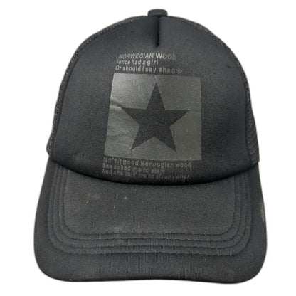 Black One Size Trucker Hat Star Norwegian Wood Lyrics Graphic Mesh Foam Front