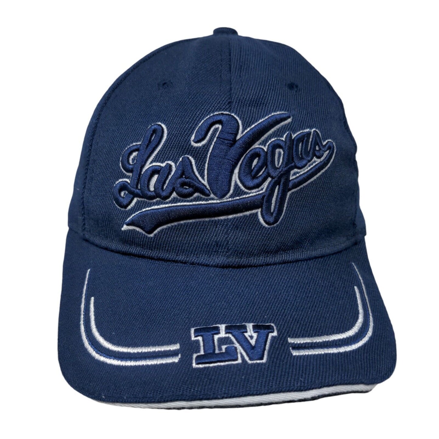 Las Vegas Strapback Hat Blue One Size Adjustable Embroidered 6 Panel