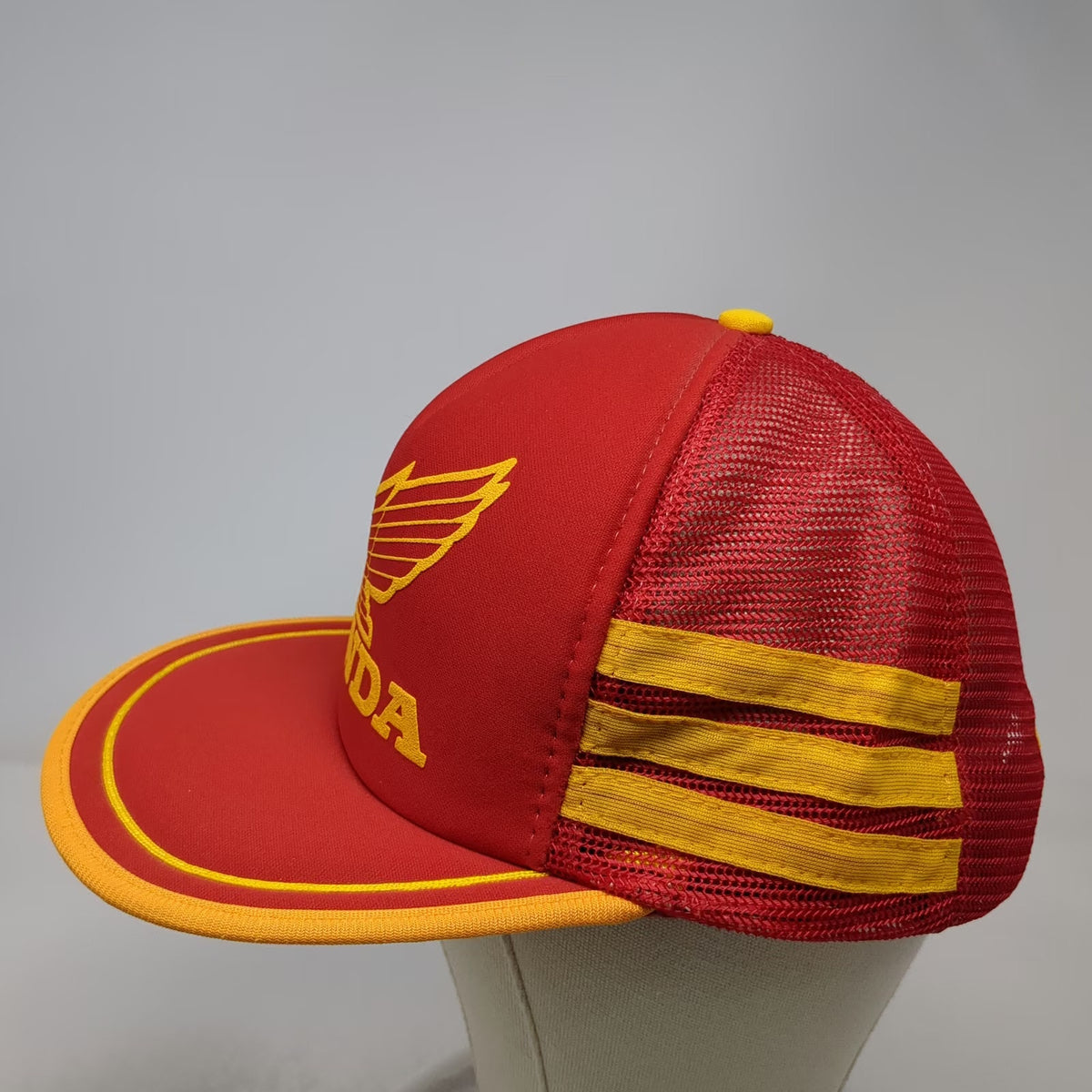 Designer Award Cap Trucker Hat Red One Size Honda Wing Logo Mesh Side Stripes