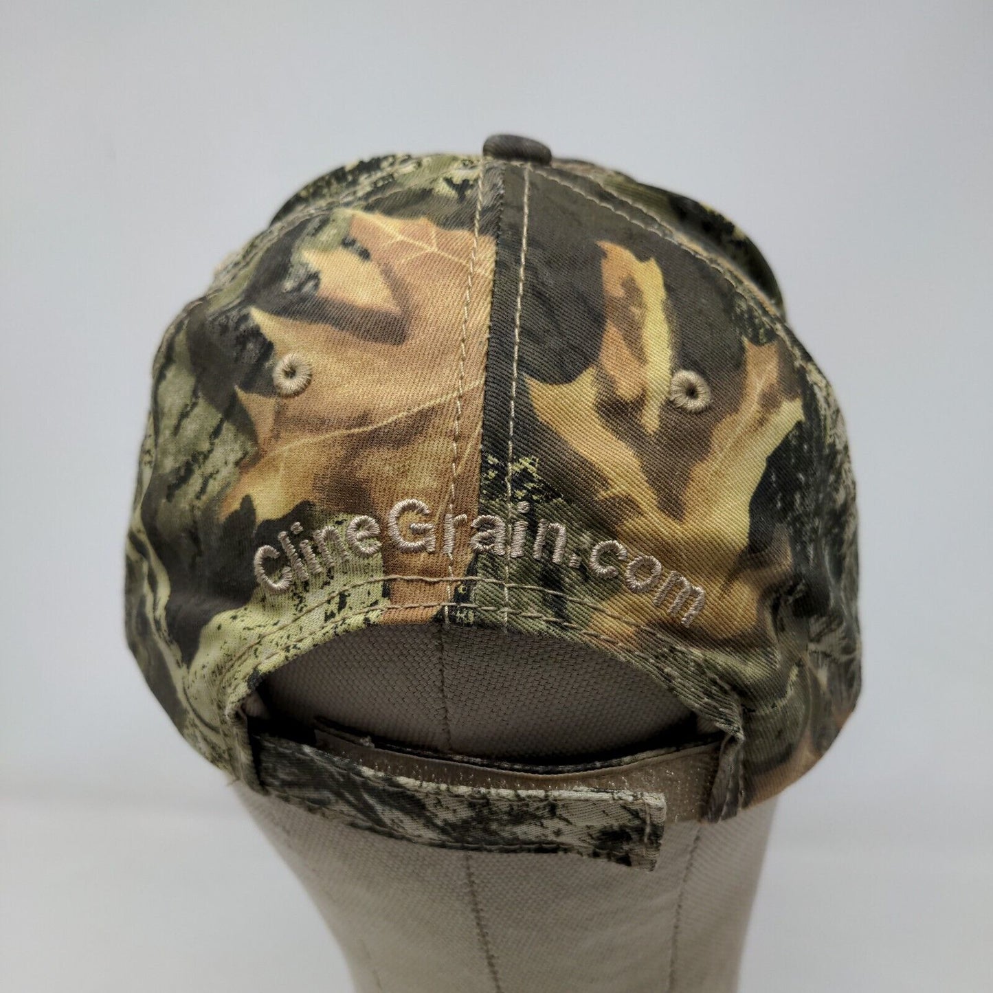 Cline Grain Men's Strapback Hat Green Camo Adjustable Embroidered Logo