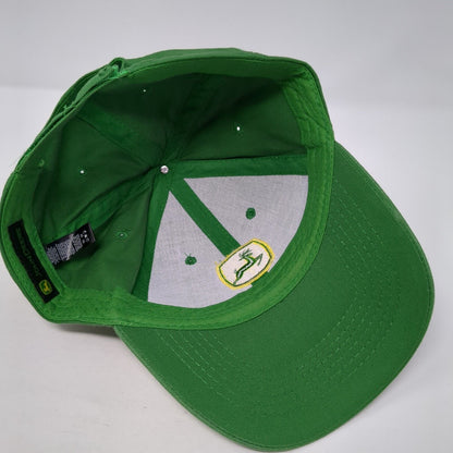 John Deere Strapback Hat Green One Size Solid Embroidered 6 Panel