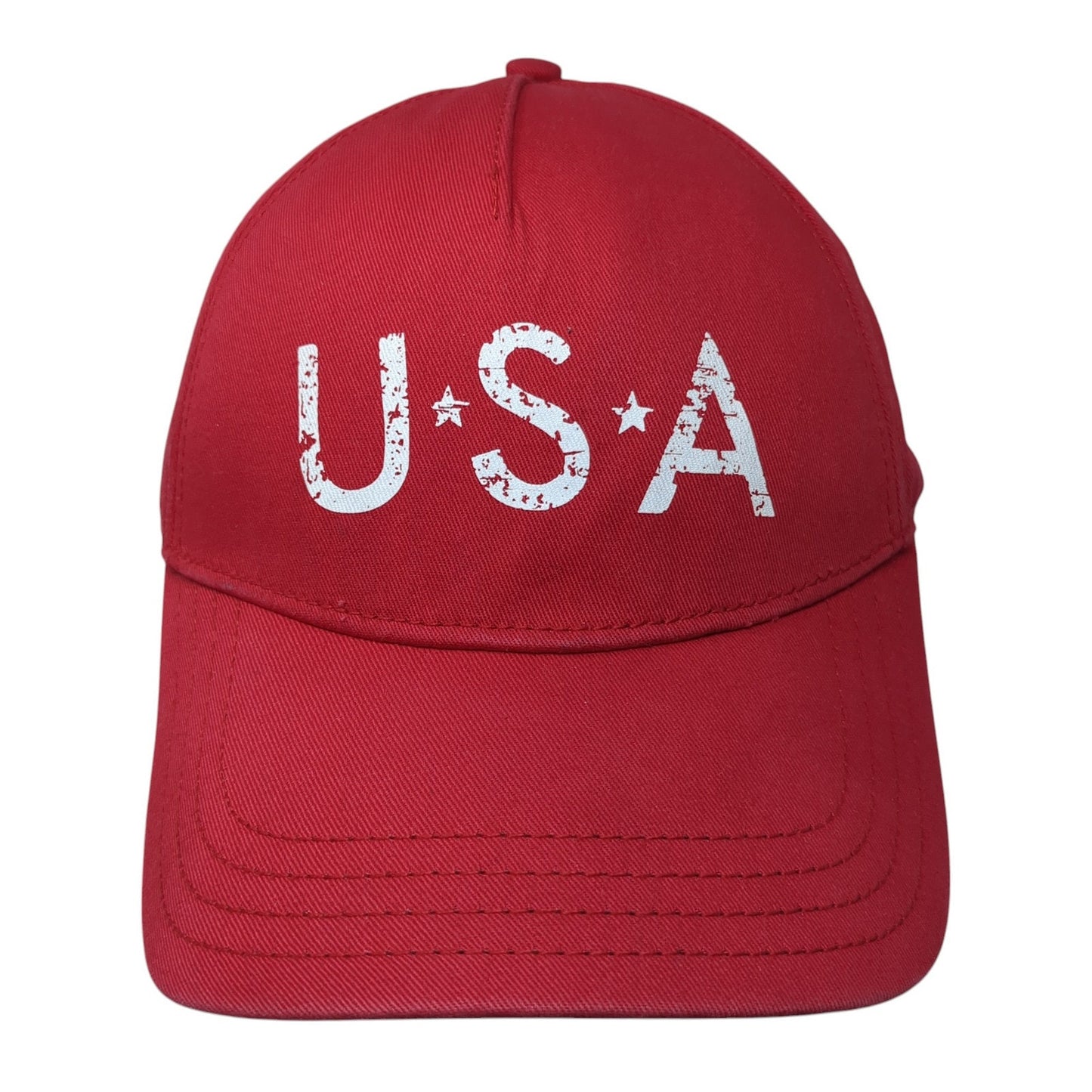 USA Strapback Baseball Cap Red One Size Adjustable Patriotic Highland Outfitters