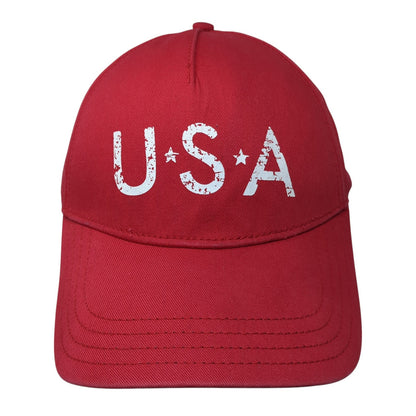 USA Strapback Baseball Cap Red One Size Adjustable Patriotic Highland Outfitters
