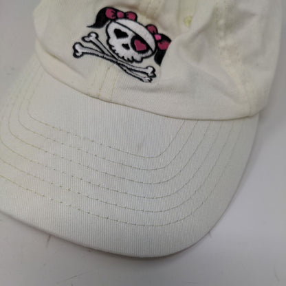 Royal Resortwear Girl's Strapback Hat White Adjustable Skull Embroidered Cotton