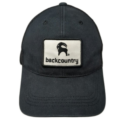 Backcountry Trucker Hat Black One Size Snapback Mesh Logo Patch Curved Brim