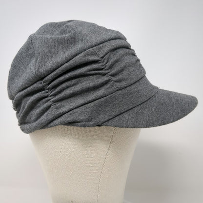 Army Cap Gray One Size Ruched Gathered Jersey Knit Fitted Soft Lightweight Hat