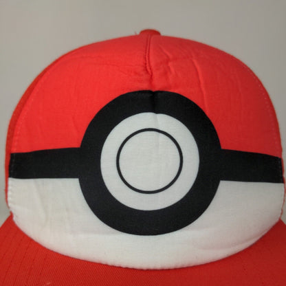 Pokemon Boy's Snapback Hat Red OSFM Embroidered Spell Out Logo Poke Ball