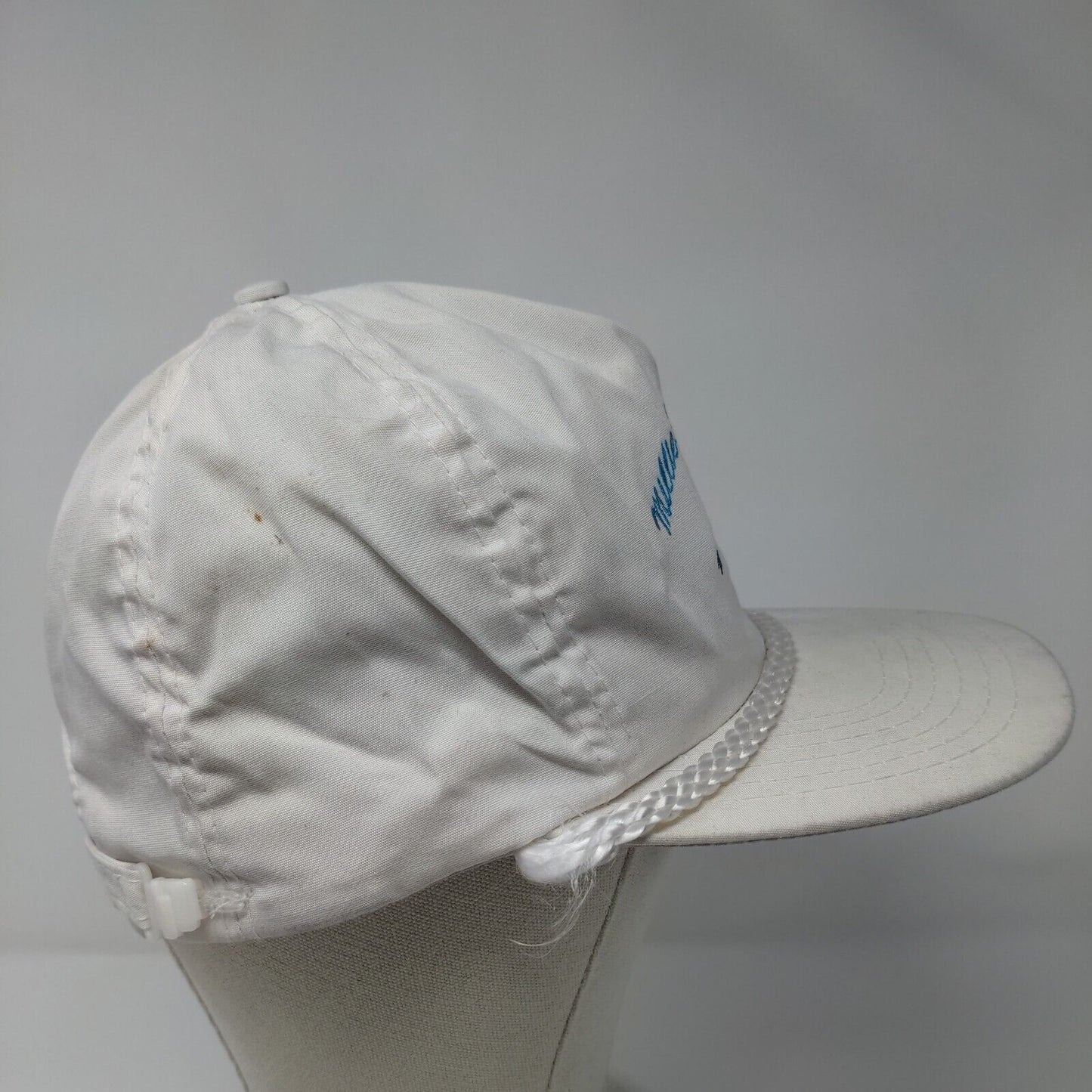 Millie Mountaineer Strapback Rope Hat White OSFA Adjustable Embroidered