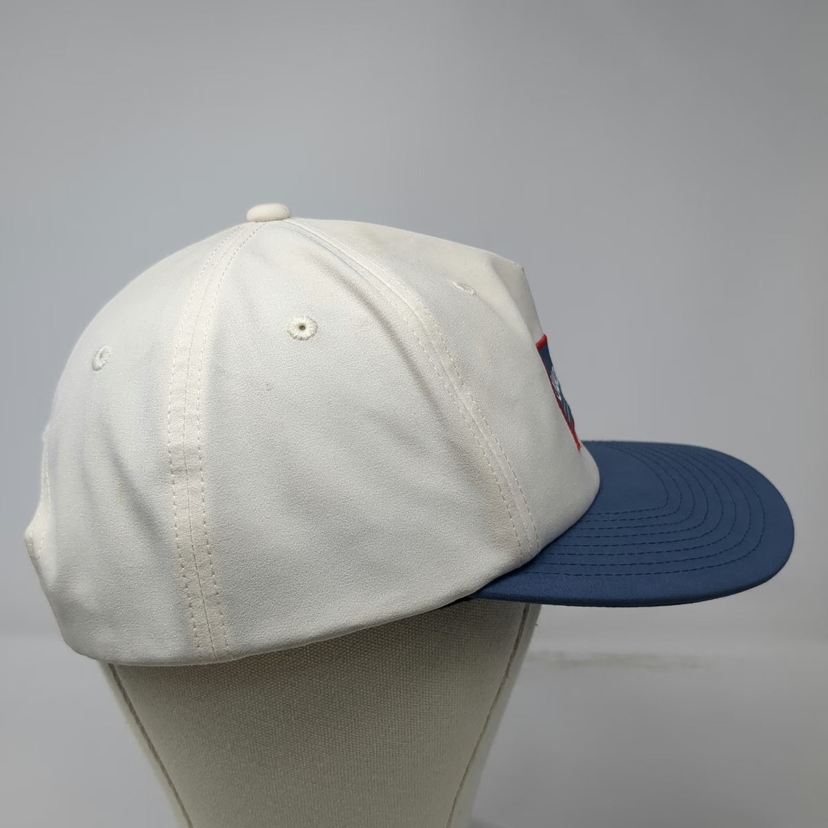 Swannies 5 Panel White Blue One Size Snapback Patch Golf Hat Performance Sport