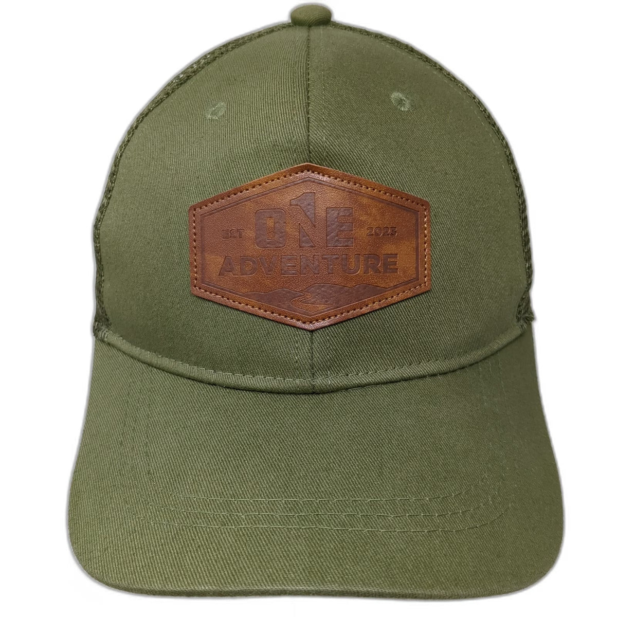 Green One Size Trucker Hat Snapback Mesh Adventure Mountain Graphic Patch Camp
