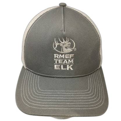 Outdoor Cap Trucker Hat Gray Beige One Size Mesh Back RMEF Team Elk Snapback