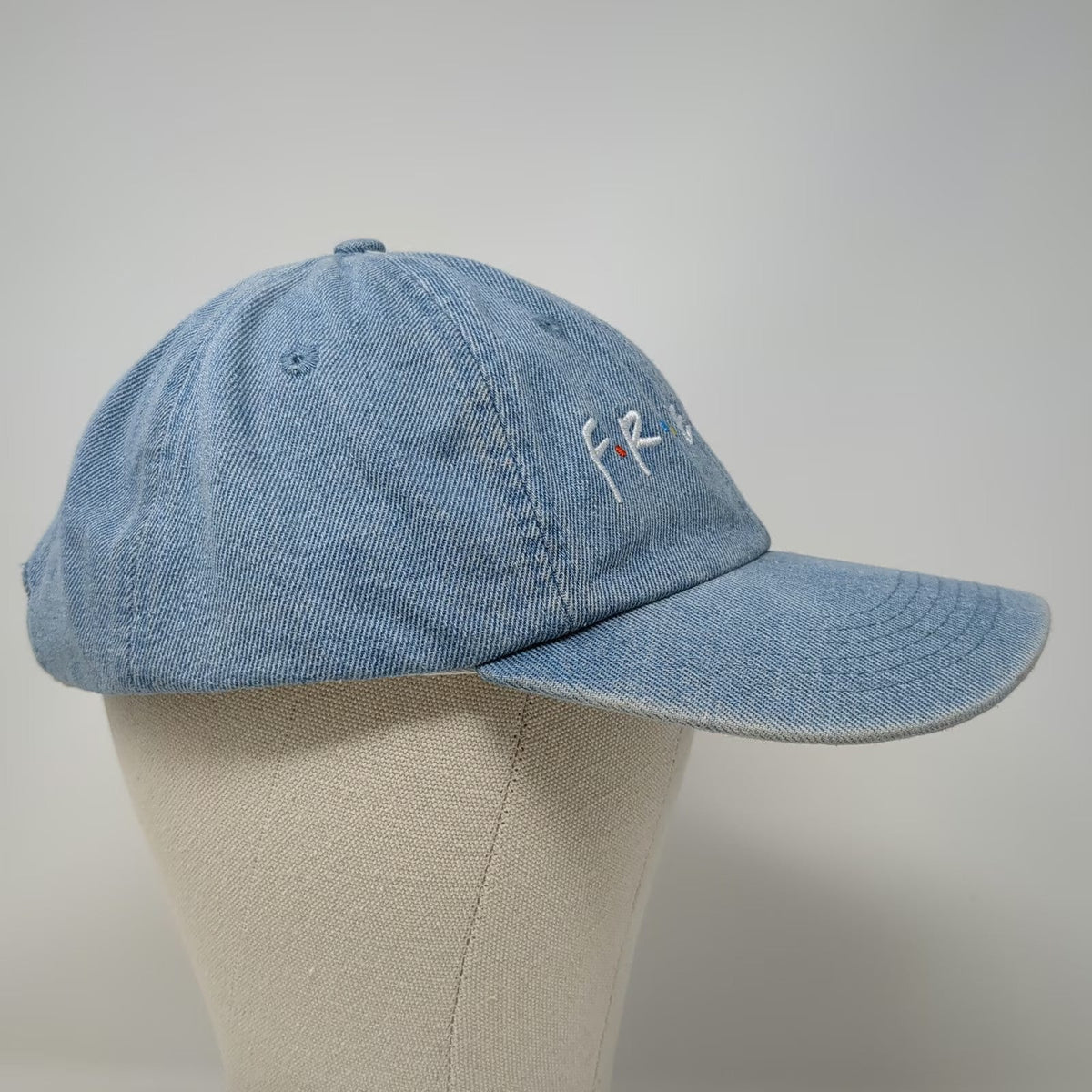 The Friends Experience Baseball Cap Blue Denim One Size Slideback Hat Logo