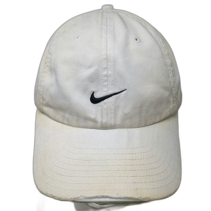 Nike Baseball Cap Beige Black Embroidered Swoosh Slideback Cotton Hat Vintage